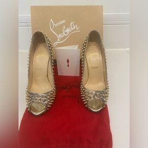 Christian Louboutin Flo Spikes 120 Gold Glitter Sirene/Specc